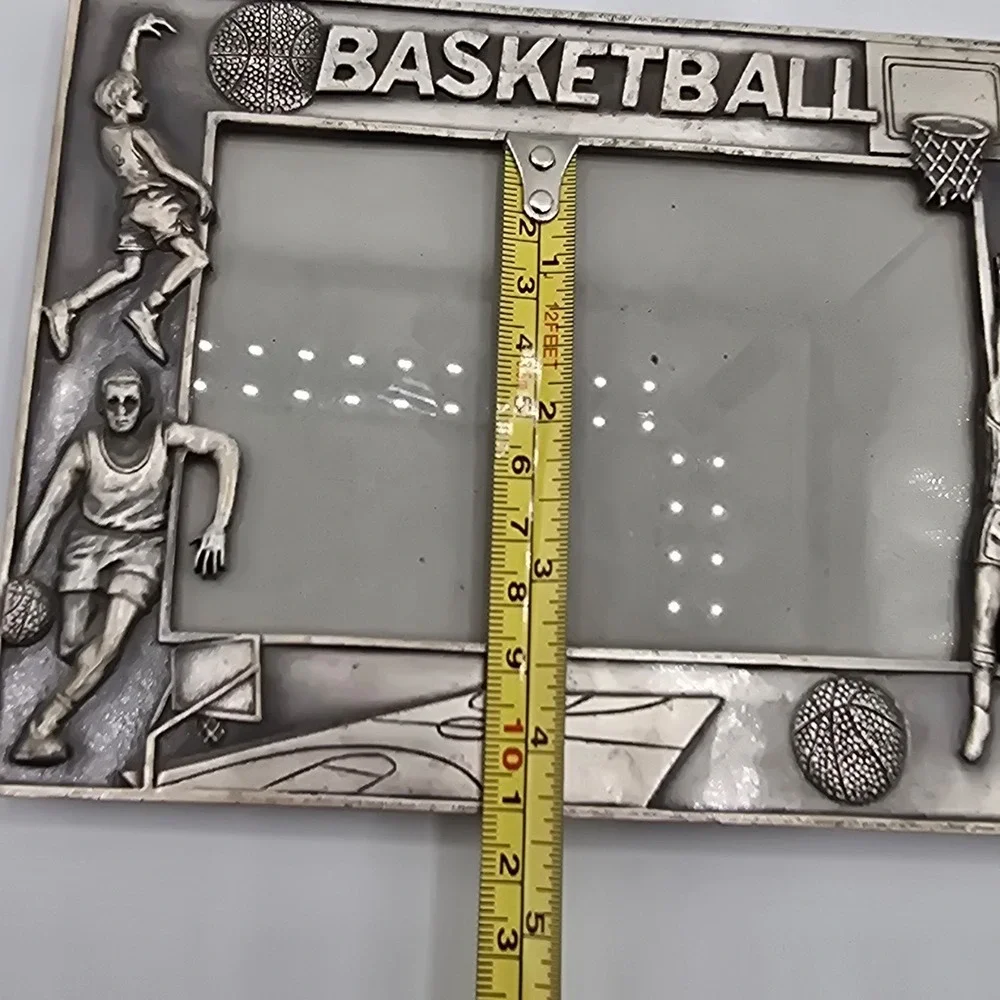 Pewter Vintage Basketball Player Picture‎ Photo Frame Sports Athletic Retro
